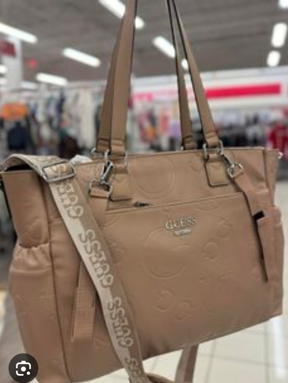 GUESS debossed logo diaper bag tote